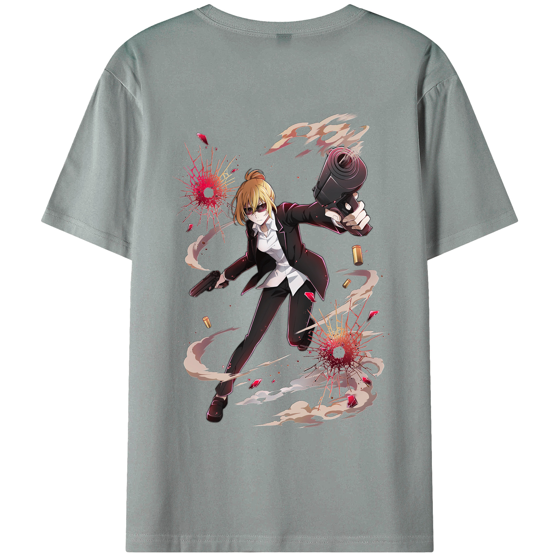 （画像用） 文豪ストレイドッグス Bungo Stray Dogs 綿100％ メンズ半袖Tシャツ（バックプリント） 通気性